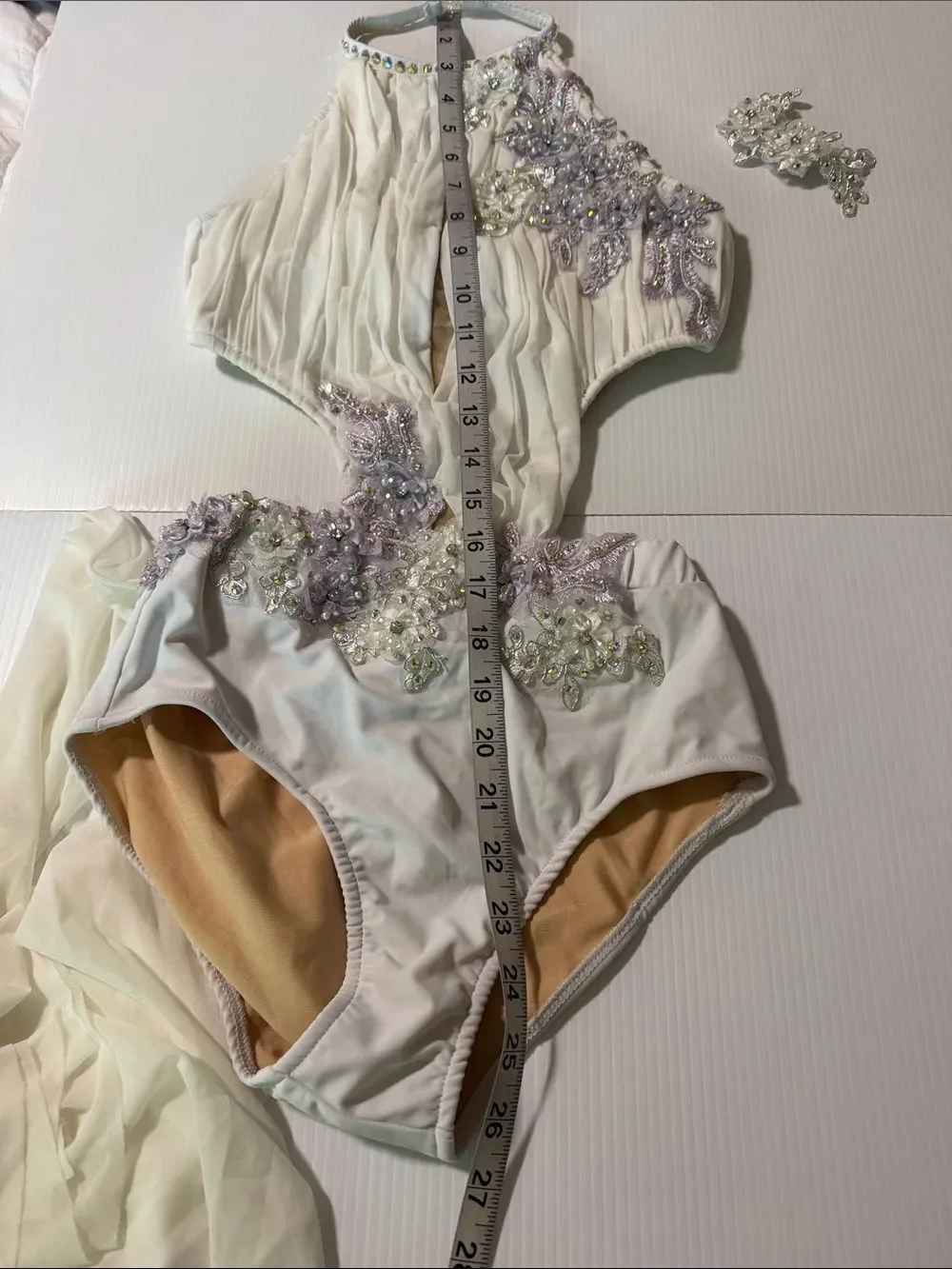 Glamour White competition Solo Dance Costume Lyrical Contemporary Adult Small